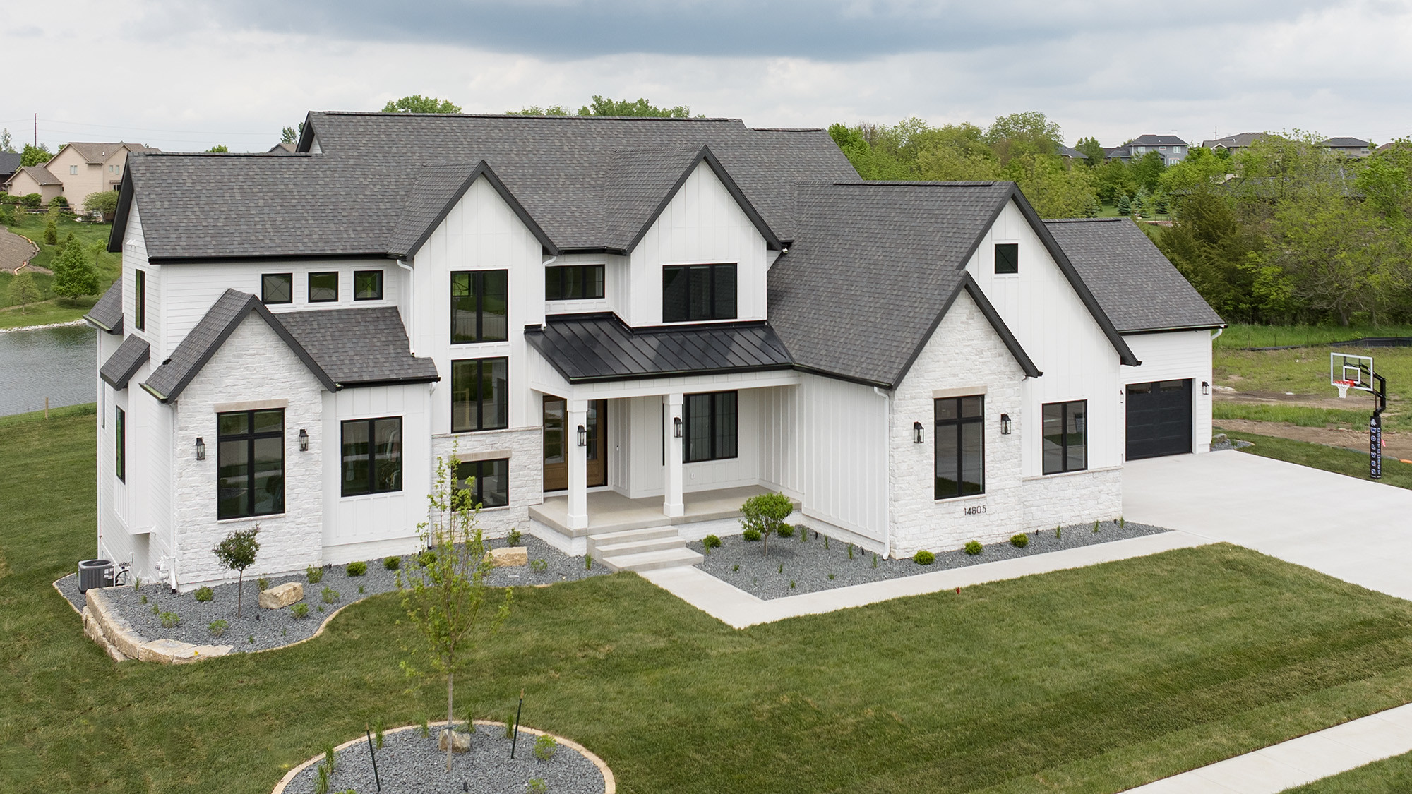 Caliber Homes - Aerial View of a custom Modern Farmhouse